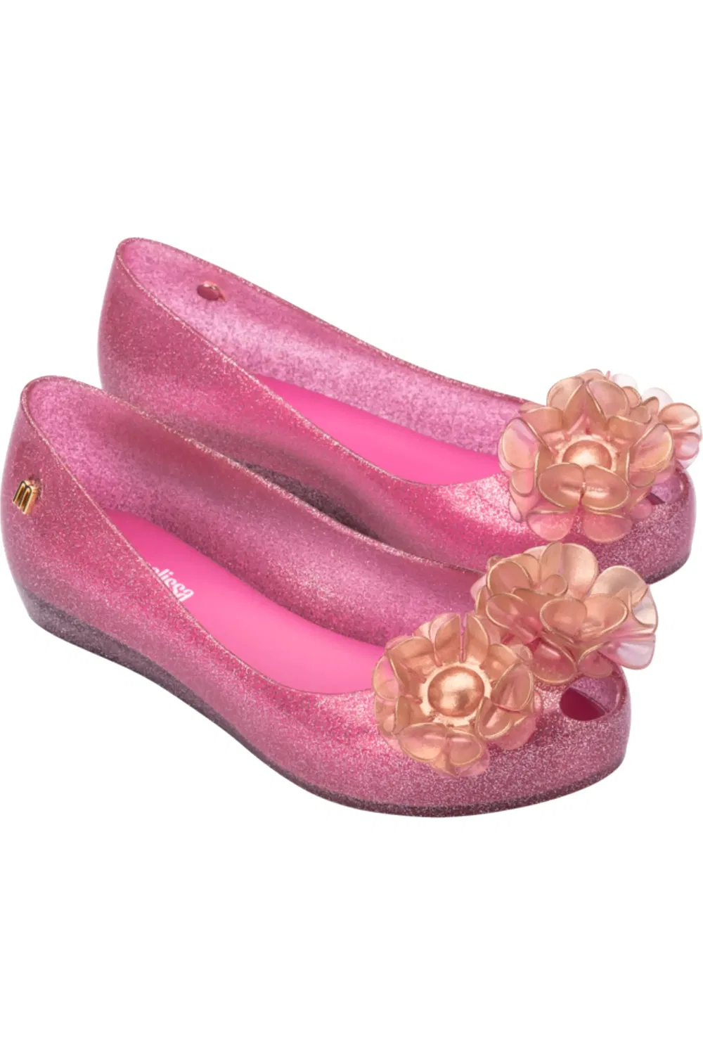 Детские туфли балетки с цветочными аппликациями Springtime Mini Melissa, Glitter Pink
