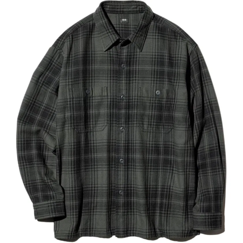 Мужская рубашка с отложным воротником Dark Gray UNIQLO