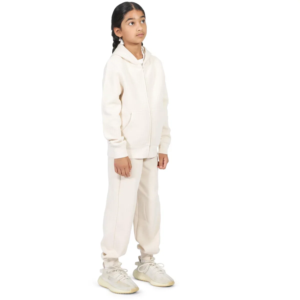 Детское худи на молнии для девочек Everyday Kids, Off-White — фото 3