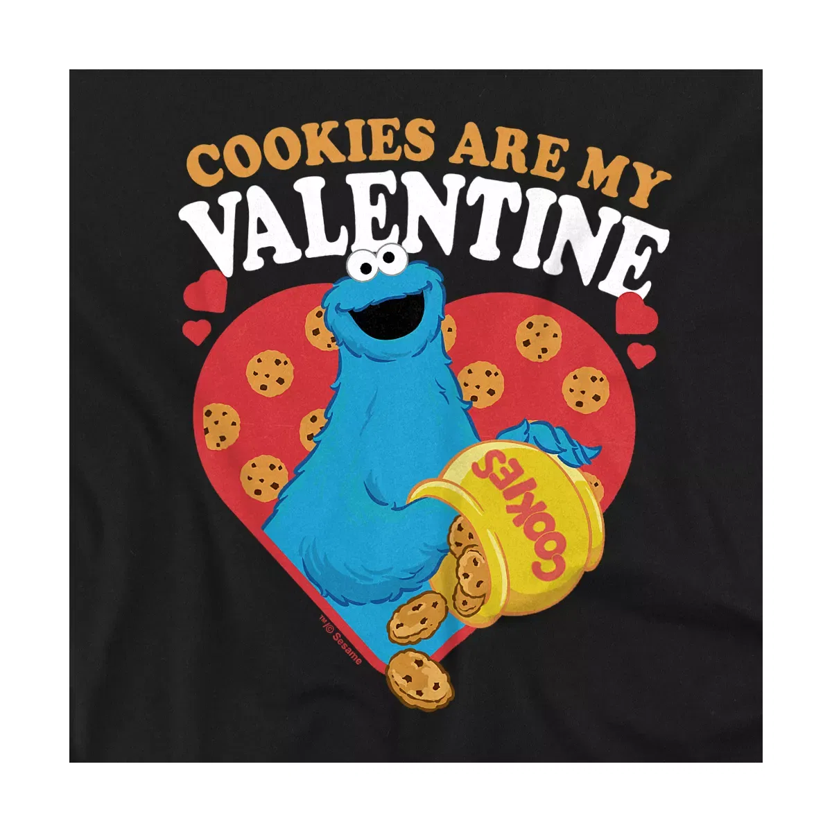Детское боди для мальчиков с принтом Sesame Street Cookies Are My Valentine, Sesame Street, Black — фото 2