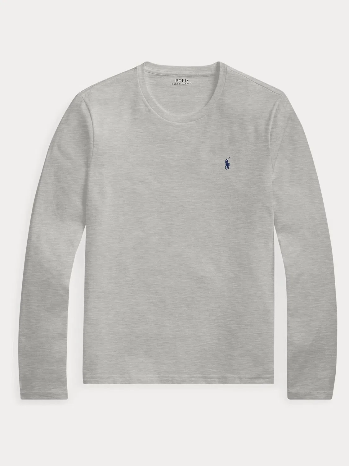 Серая хлопковая футболка с длинными рукавами и логотипом Polo Ralph Lauren — фото 4