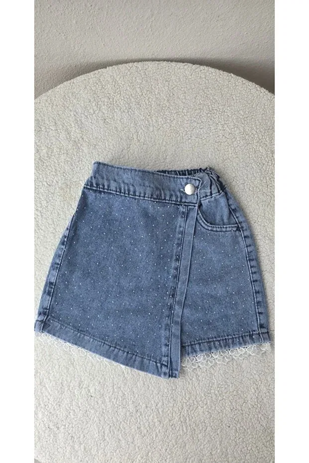 Детские шорты для девочек джинсовые облегающие Bilge Trend, Blue — фото 3