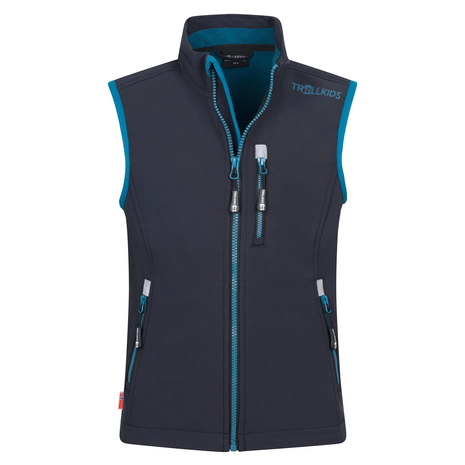 Детская непромокаемая флисовая жилетка Trollfjord Vest Trollkids, Schwarz Petrolblau