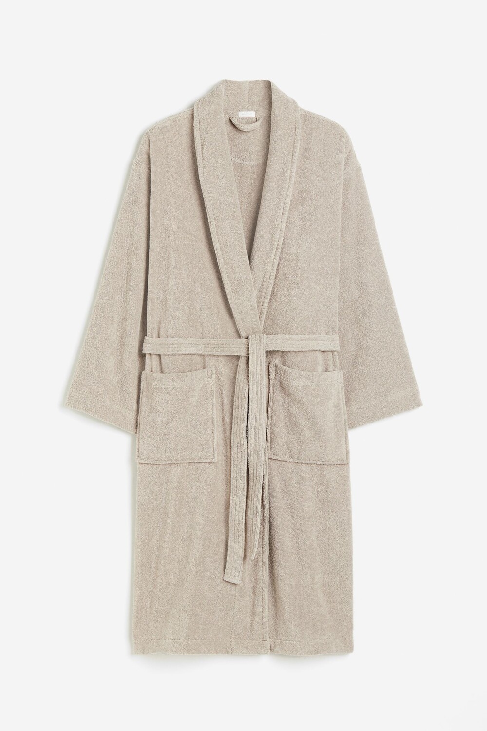 Халат H&M Home Cotton Terry, серо-бежевый