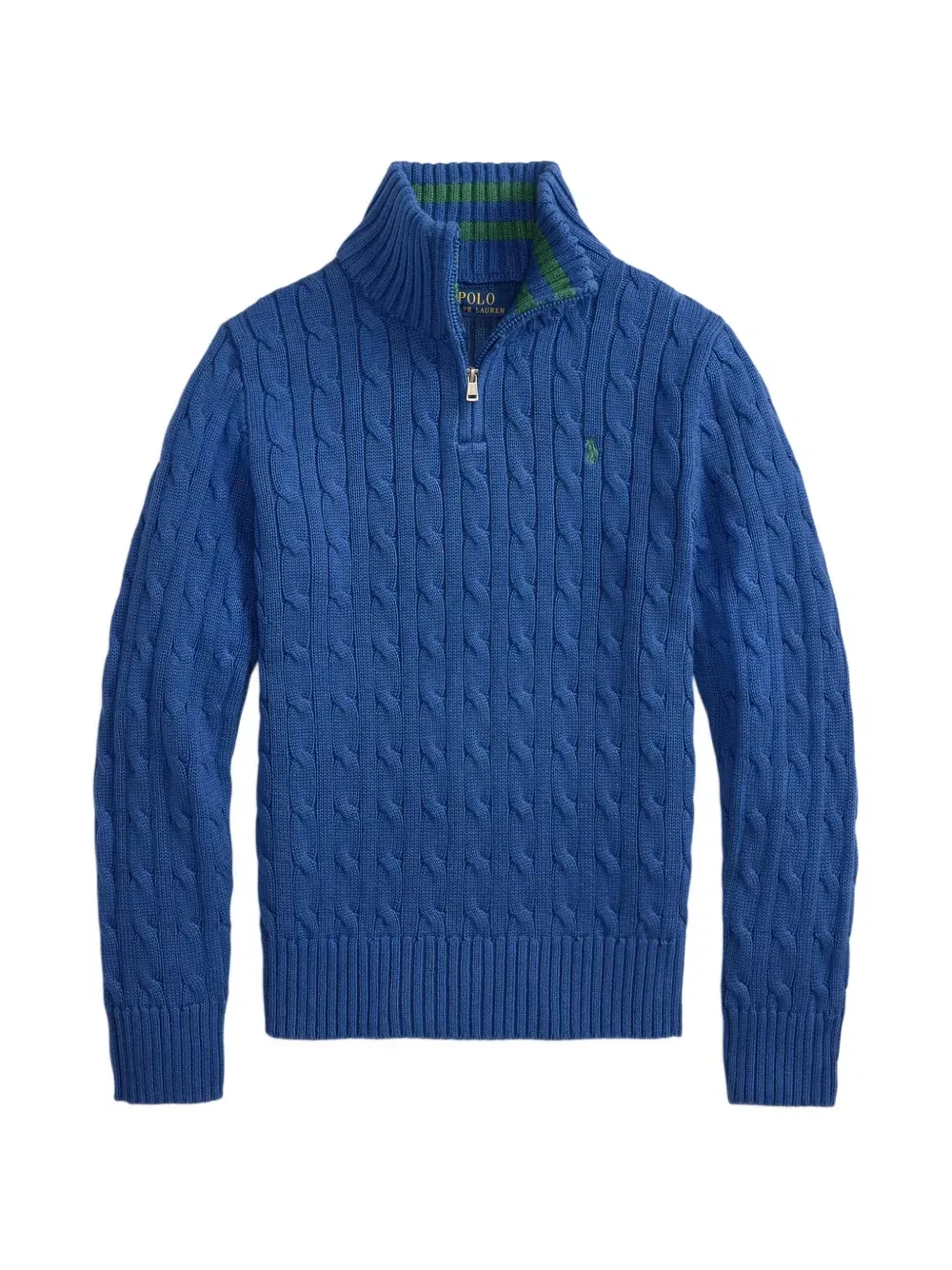Свитер крупной вязки на молнии-поло Polo Ralph Lauren Kids, синий