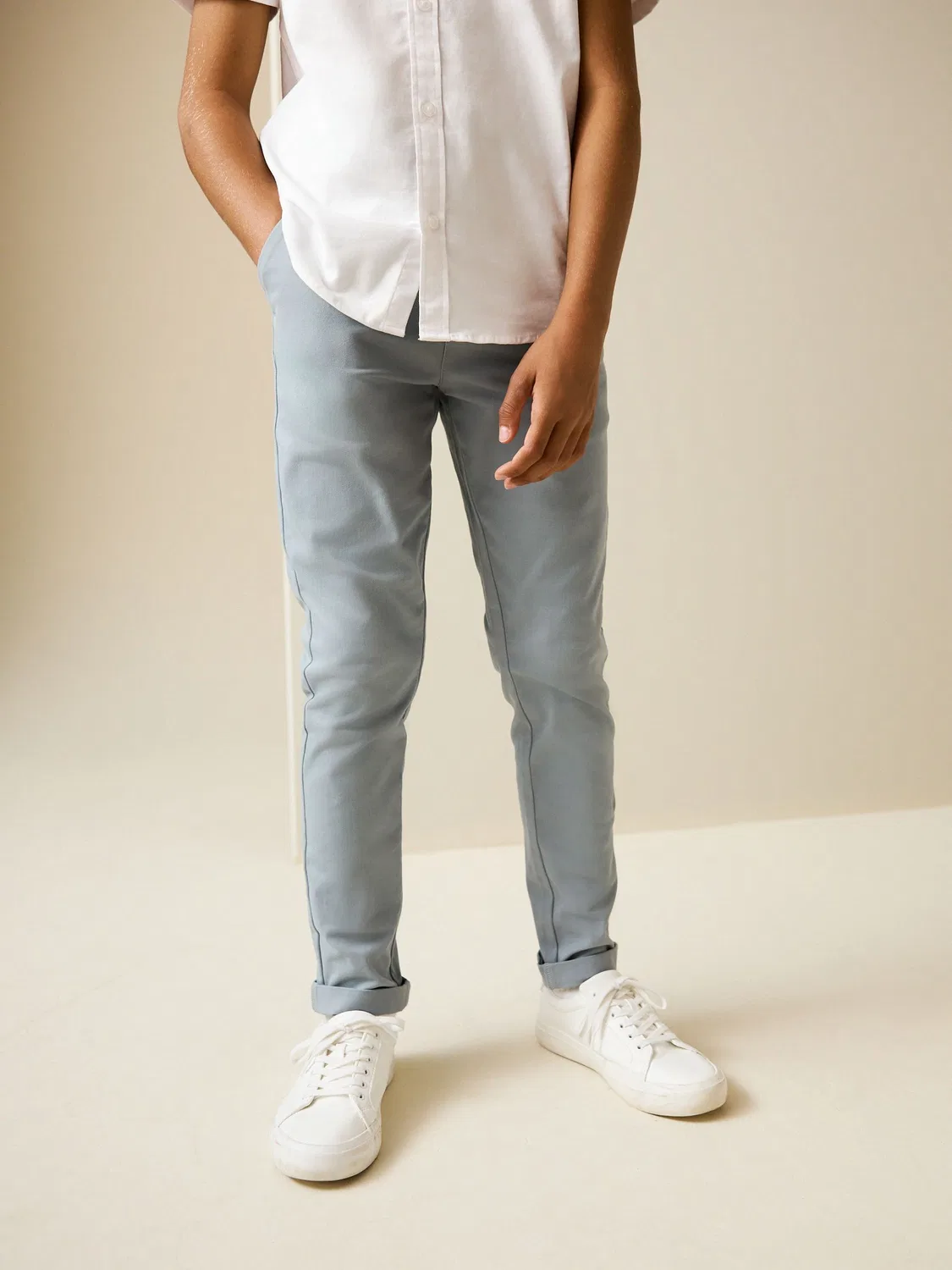 Брюки чинос, узкий крой, Stretch Chino Trousers Next, светло-синие