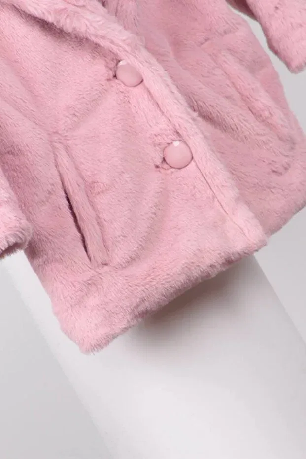 Детское пальто для девочек искусственный мех Pırıltı Kids, Pink — фото 3