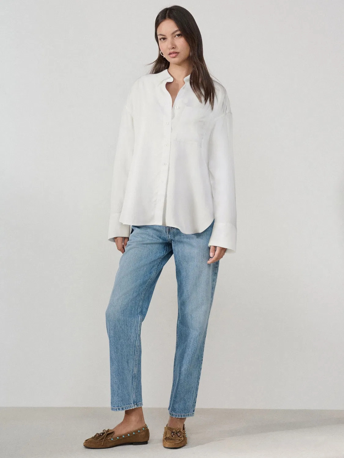 Рубашка из TENCEL Lyocell, свободный крой Next, белый — фото 2