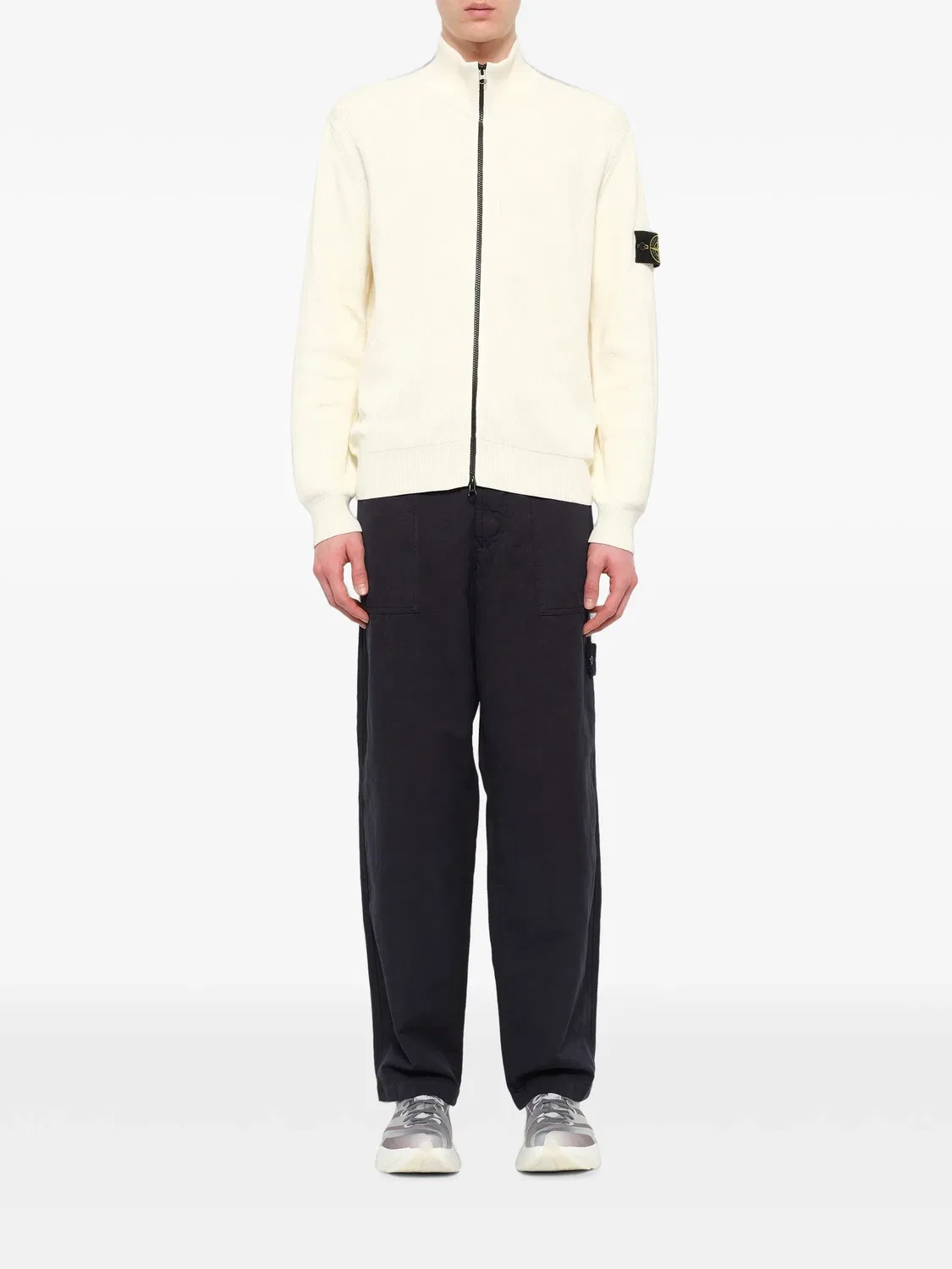 Кардиган в рубчик Stone Island, нейтральные цвета — фото 2