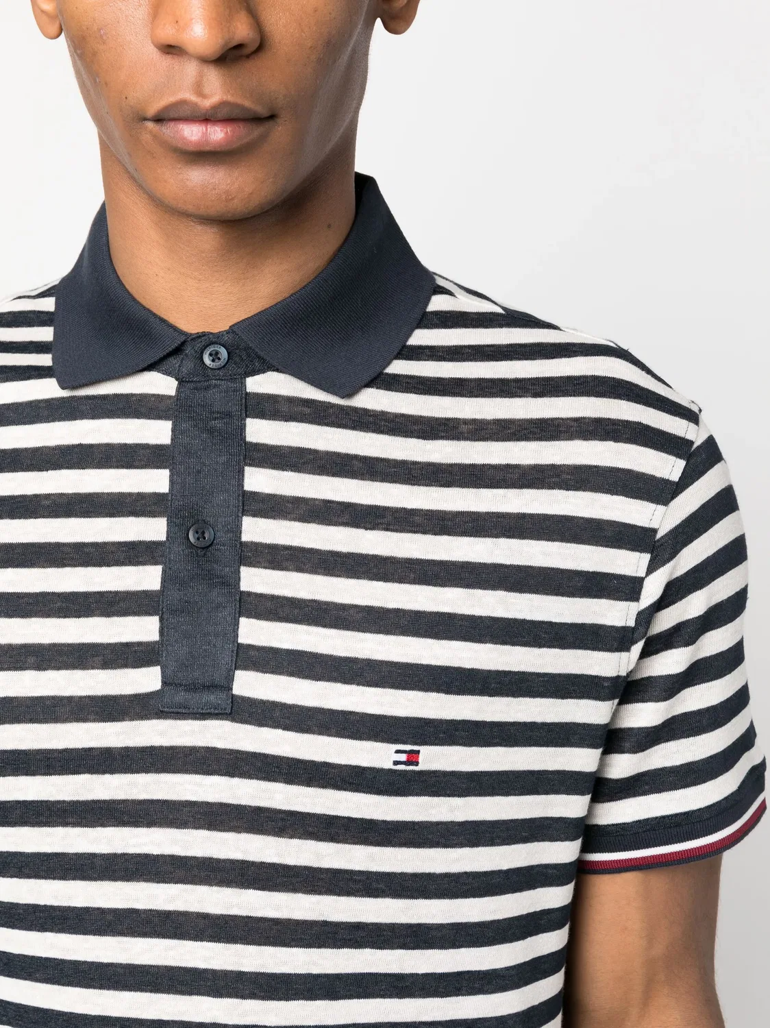 Поло с логотипом и полосками Tommy Hilfiger, белый — фото 2