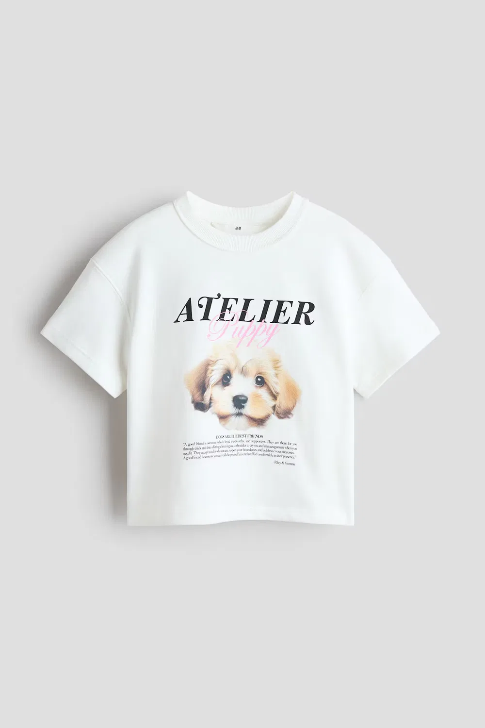 Футболка с декоративным рисунком, свободного кроя H&M, Weiß/Hund