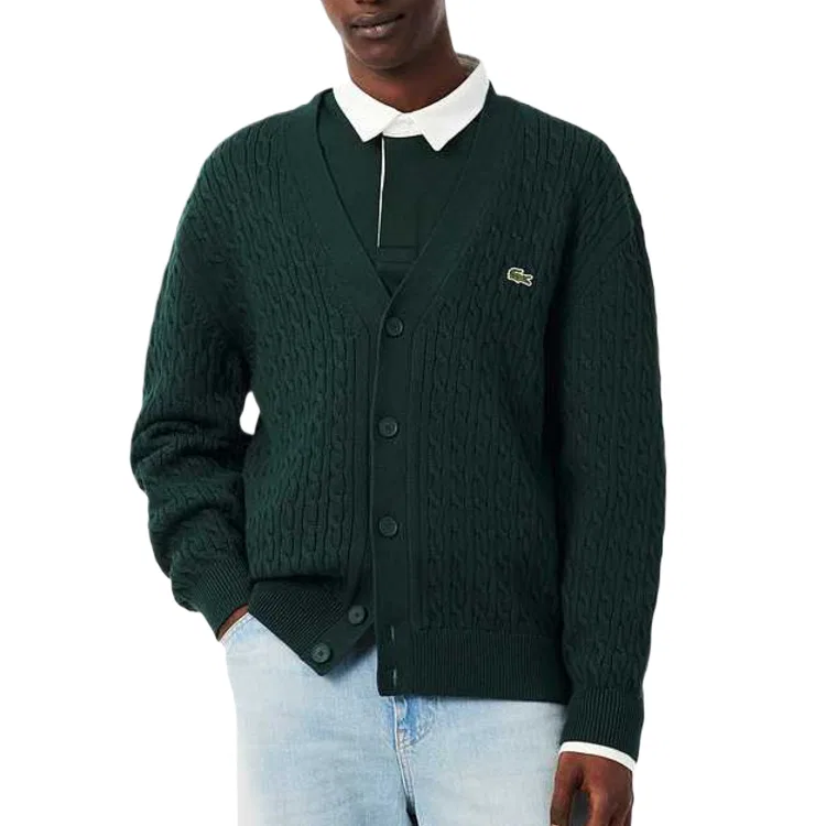 Мужской свитер с V-образным вырезом LACOSTE, Jasper Moss Green — фото 3
