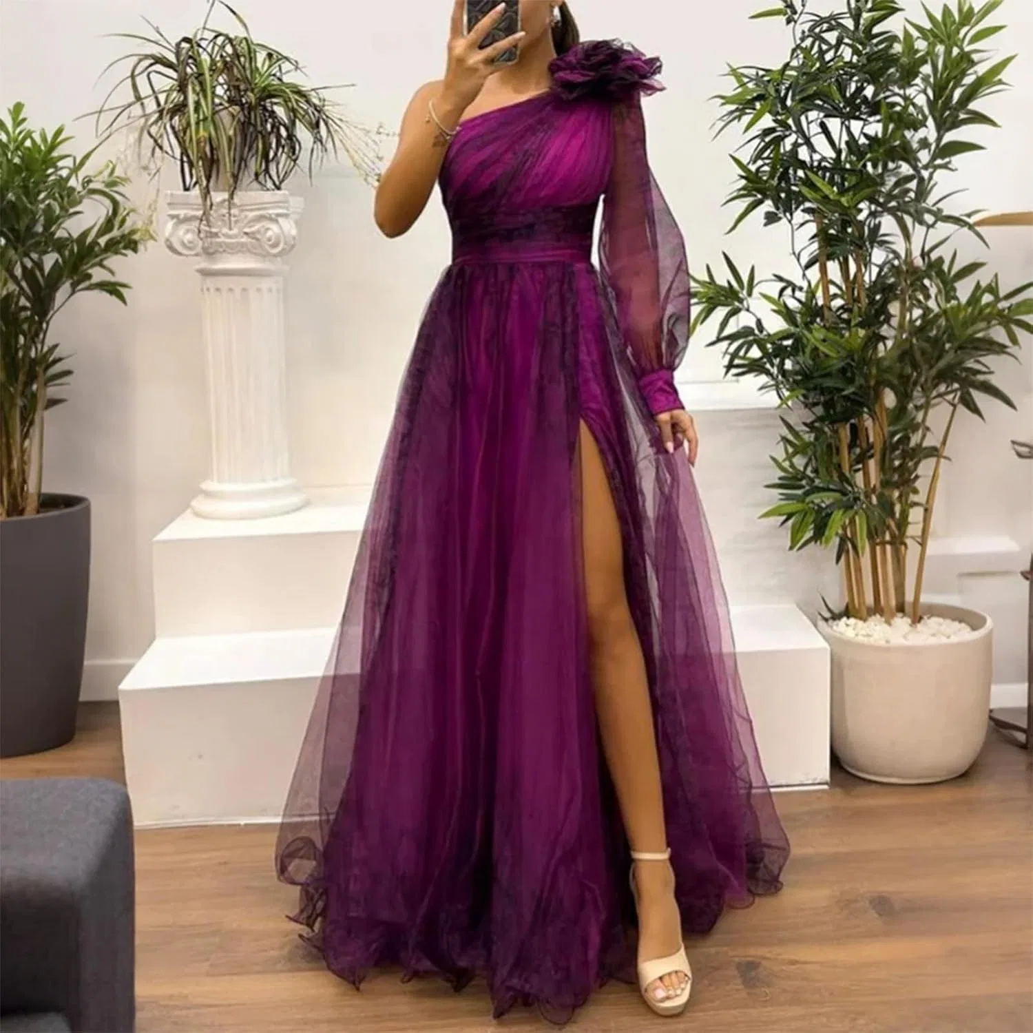 Женское вечернее платье с цветочным кружевом, модель Wedding Guest Dresses For Women, C-hot Pink — фото 2
