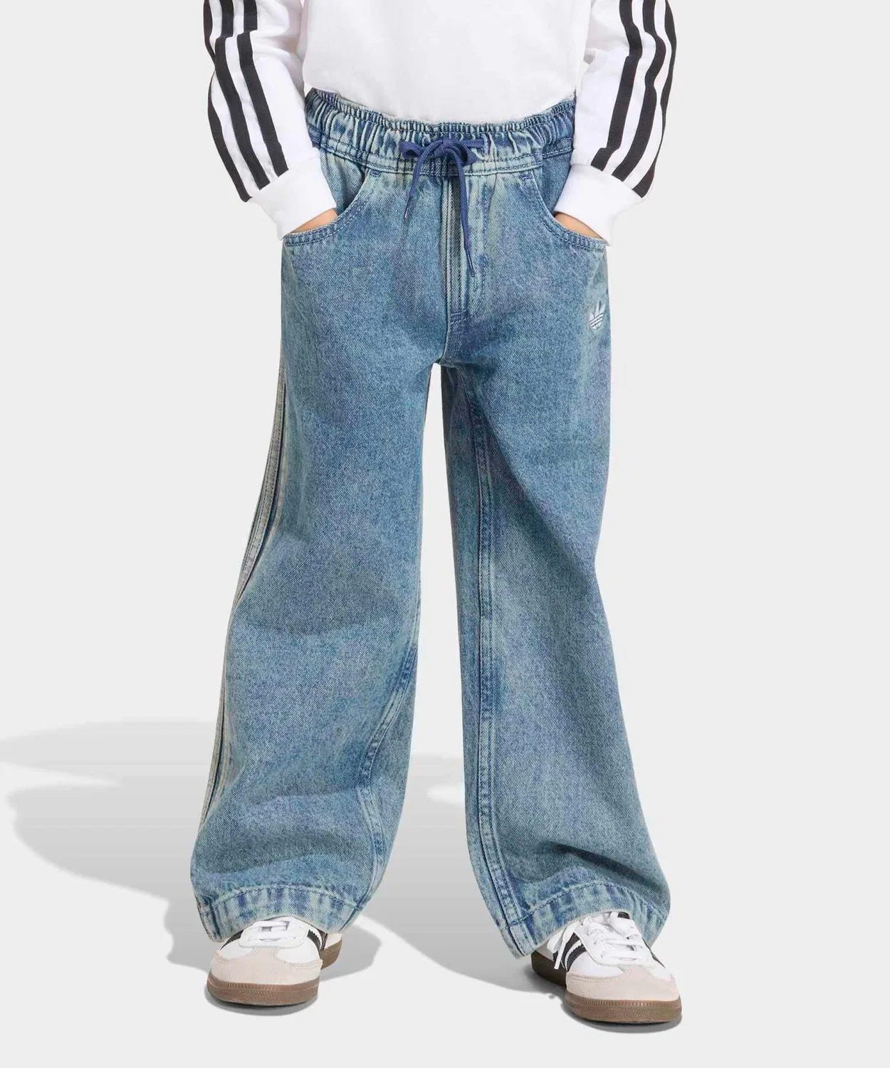 Детские джинсовые брюки свободного кроя с принтом Firebird Adidas Originals, Blue — фото 3