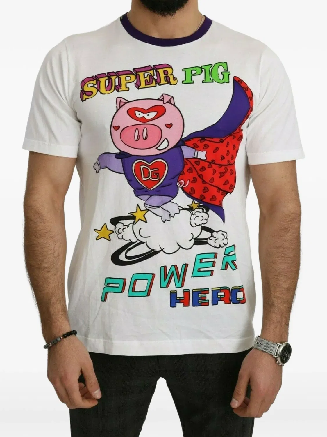 Футболка Super Pig Power Hero белая Dolce & Gabbana, белый