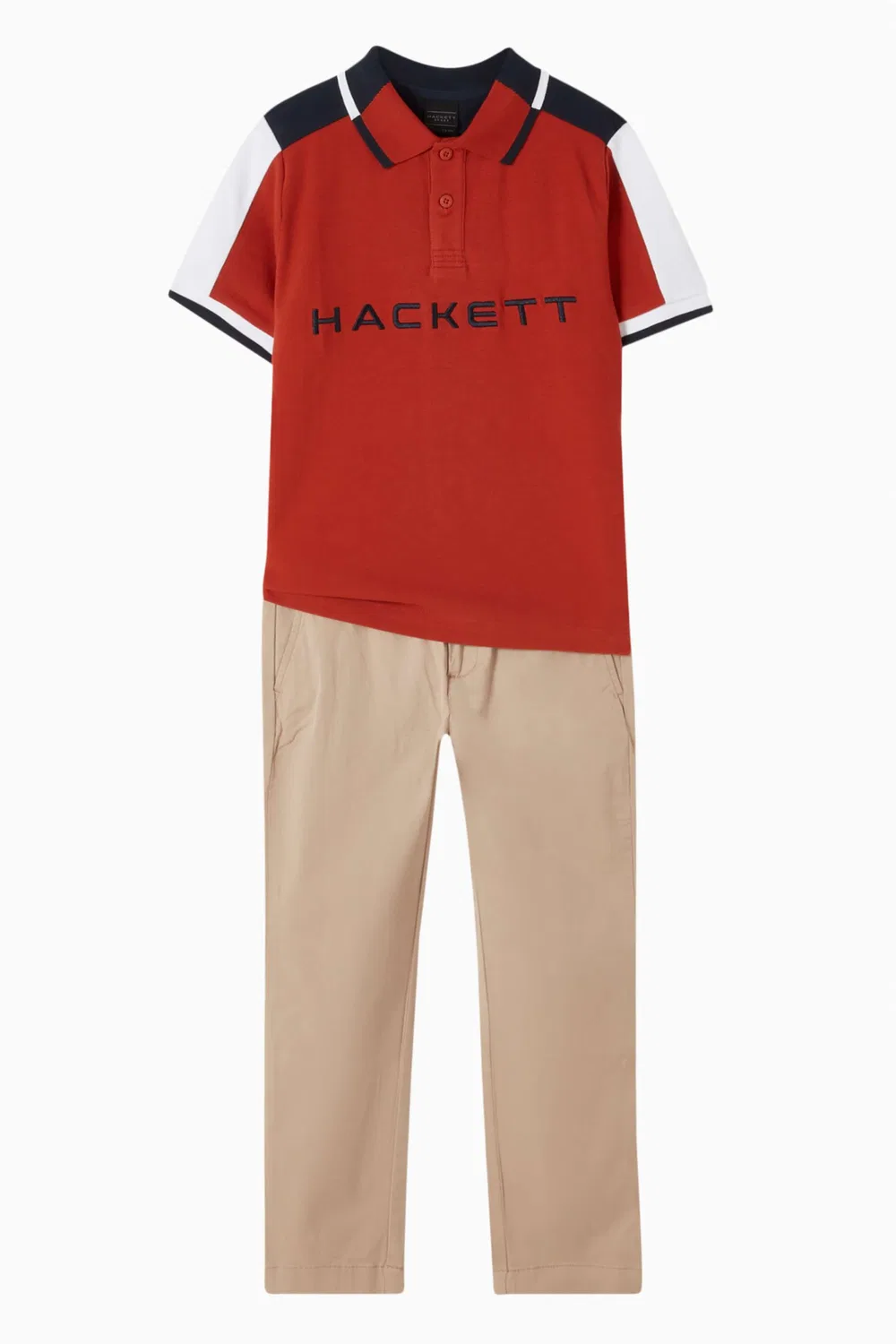 Рубашка поло хлопковая с цветными блоками Hackett London, оранжевый — фото 2