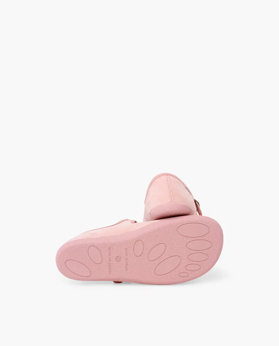 Детские балетки для девочек с пряжкой Merceditas de niña barefoot suede hebilla Pisamonas, Rosa — фото 3