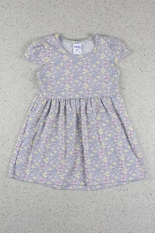 Детское платье для девочек с принтом Floral Printed Half Sleeve Summer Dress Ferix, Powder