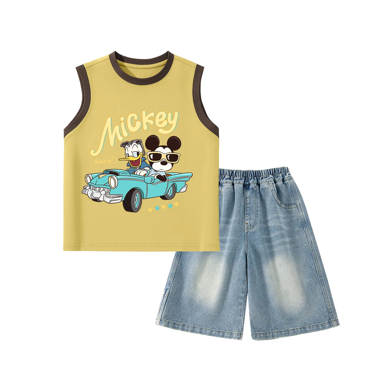 Детский спортивный костюм с круглым вырезом, Disney, Dishing Fishing Brown Yellow+Dishing Tent K Denim Blue — фото 4
