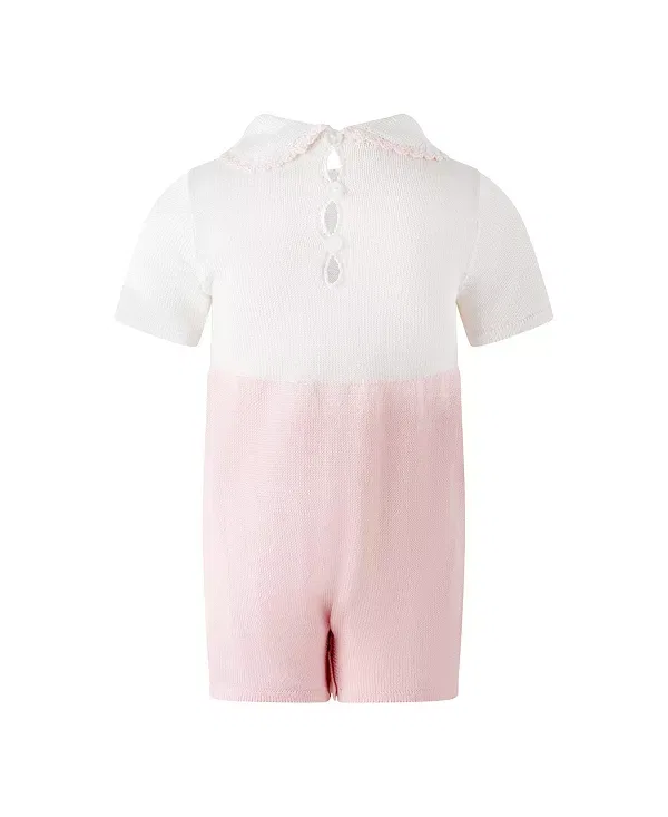 Детский комбинезон с вышивкой роз Pima Rose Embroidery Babysuit Rachel Riley, розовый — фото 2