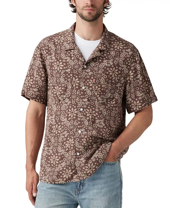 

Мужская рубашка свободного кроя с отложным воротником Camp Collar Levi's, коричневый