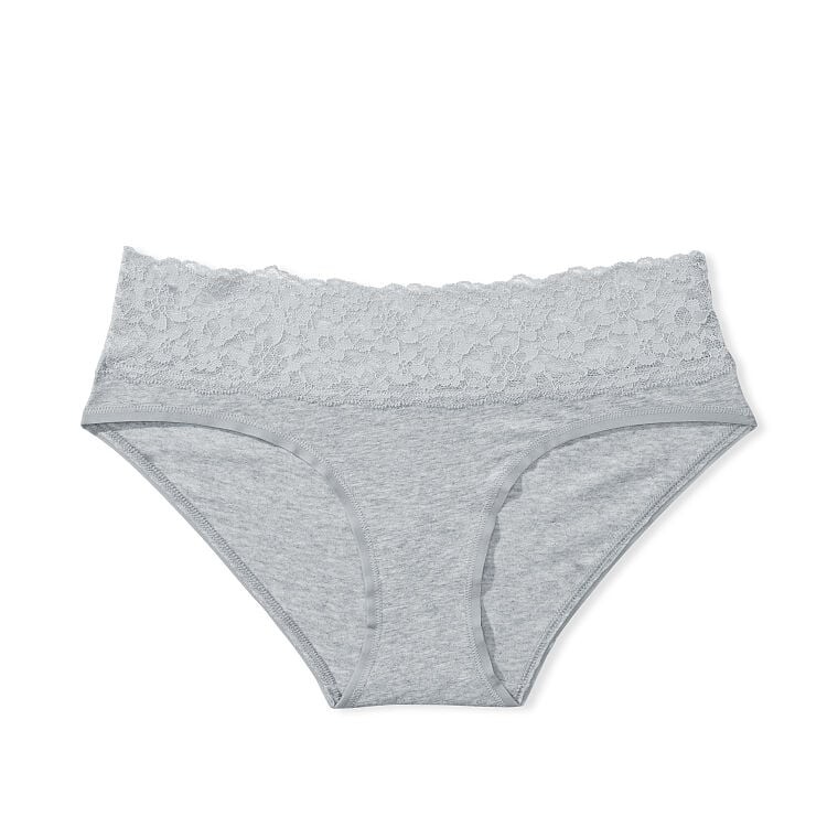 

Трусы Victoria's Secret Posey Lace Waist Cotton Hiphugger, серый