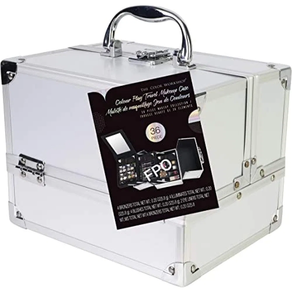 Набор косметики Clear Vanity Case, Markwins, 20 теней, 4 румян, 4 бронзера, 3 стробинга, 6 блесков, 3 контурных карандаша, 3 помады, 2 кисти, многоцветный