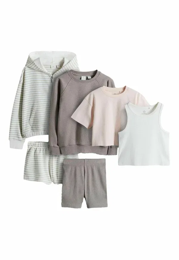 Комплект из худи и брюк, хлопок, Set The Set, Pink, Cream, Brown, розовый/коричневый/кремовый