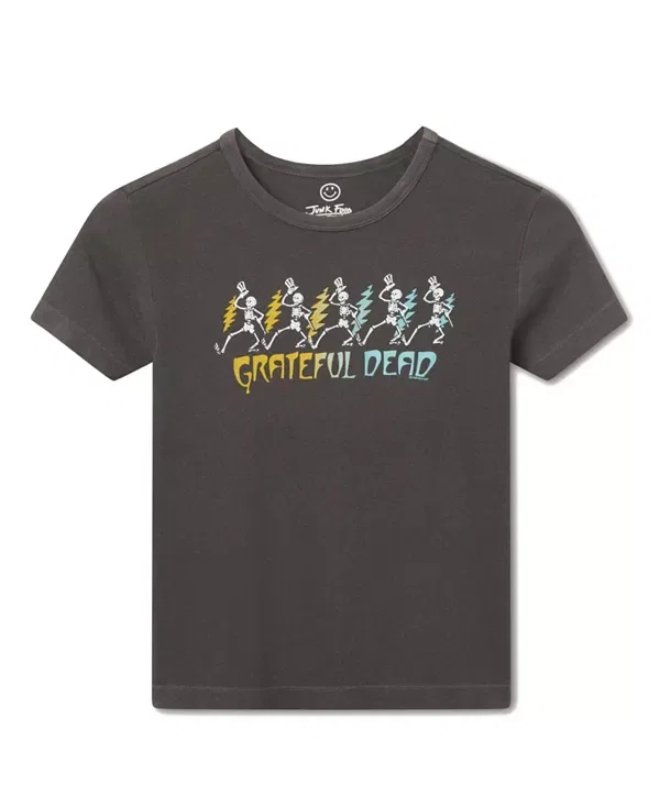 Детская футболка с принтом Grateful Dead Skeleton Tee Junk Food Clothing, Vintage Black