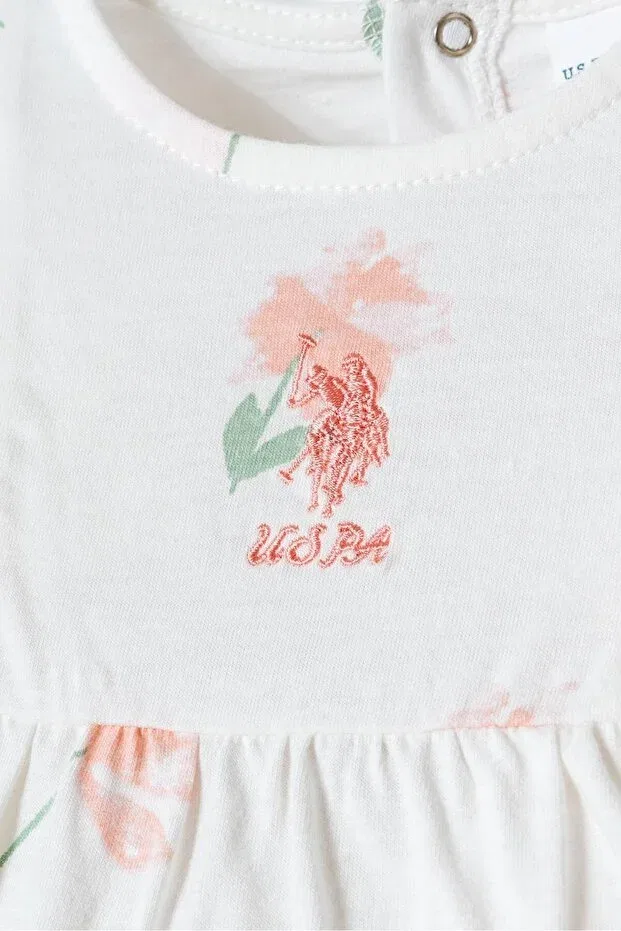 Детское платье для девочек с цветочным принцем U.S. Polo Assn., White — фото 2