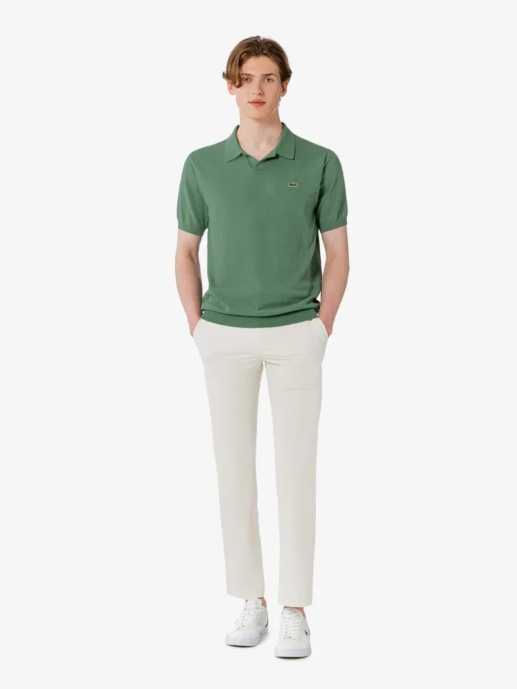 Поло мужское с открытым воротником, вязаное LACOSTE, Green — фото 4