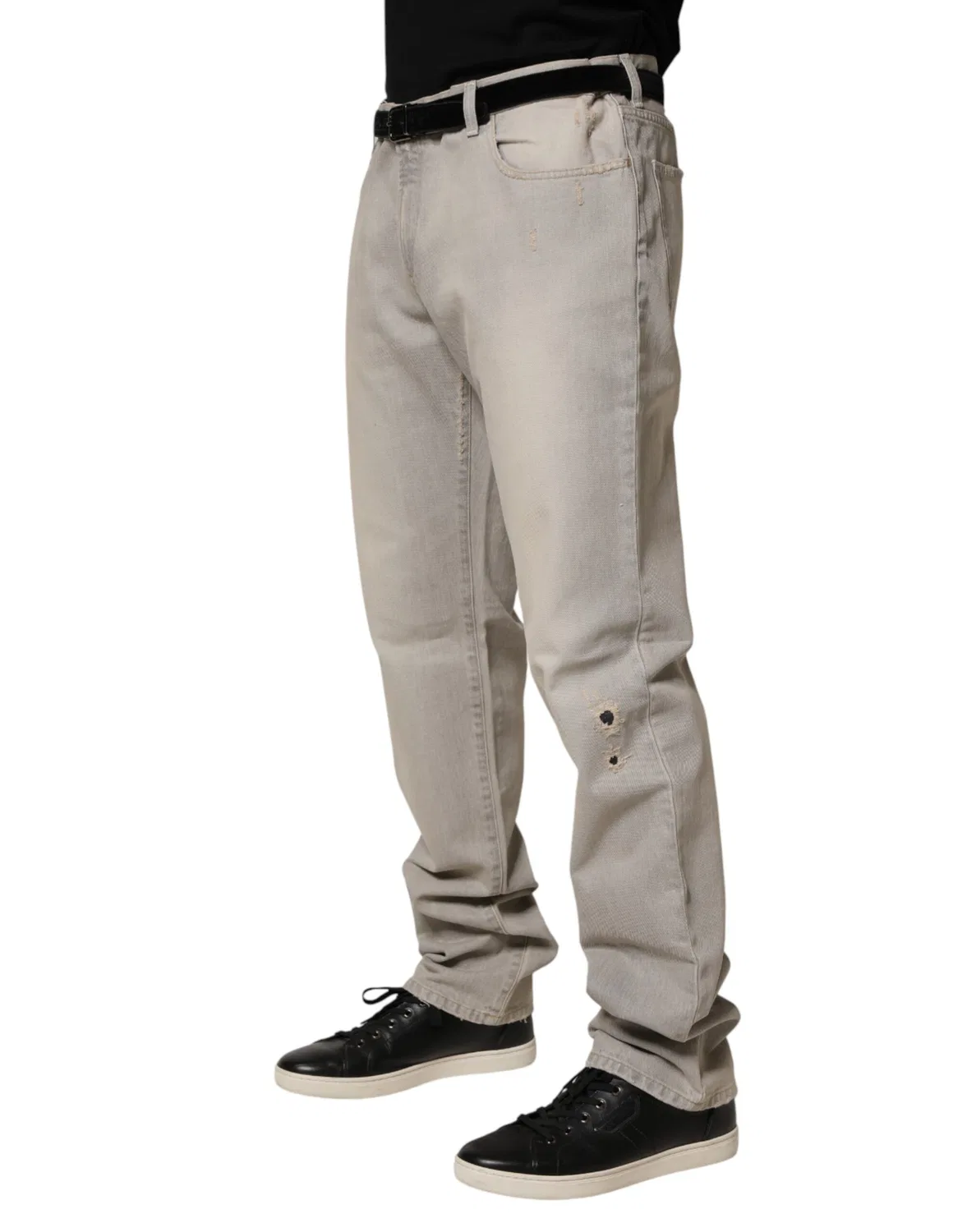 Мужские джинсы прямого кроя с логотипом Dolce & Gabbana, Light Gray — фото 3