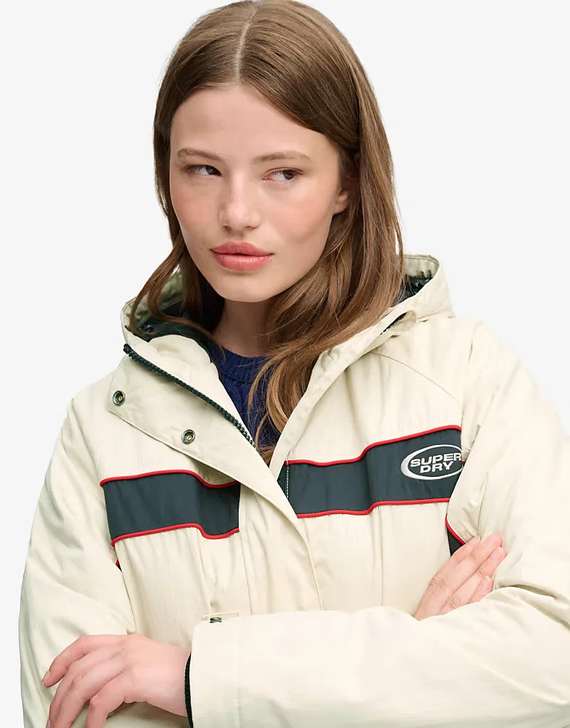 Ветровка Superdry Vintage с капюшоном, серый, идеально подходит для дождливой погоды — фото 3
