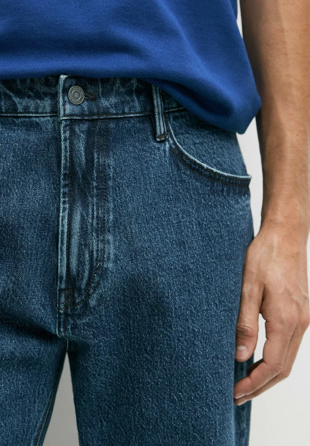 Джинсы зауженного кроя - джинсы прямого кроя Massimo Dutti, Dark Blue — фото 4