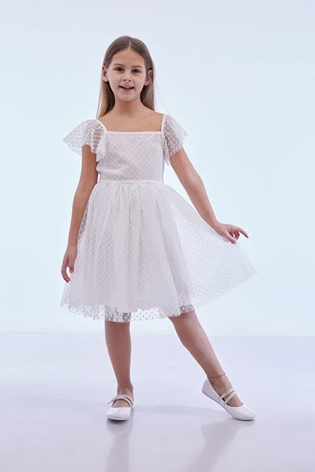 Детское платье для девочек с коротким рукавом Ahengim Kids, White