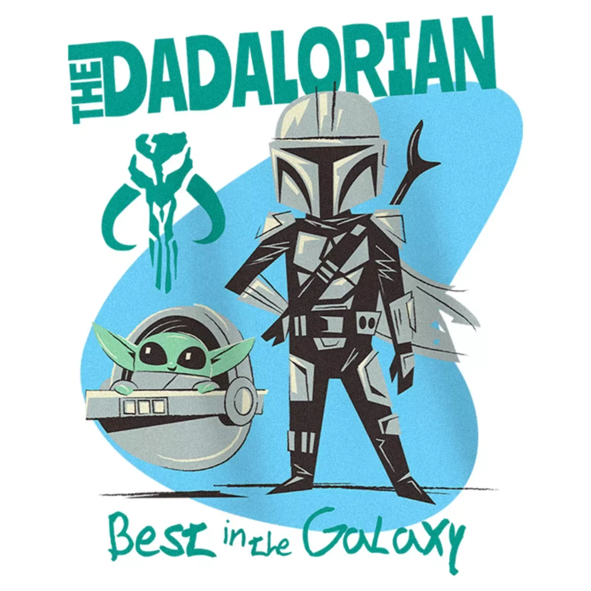 Детская футболка с принтом Dadalorian Star Wars, Белая — фото 2