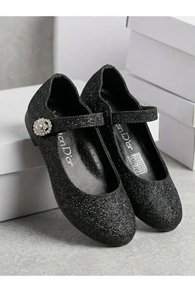 Детские балетки для девочек с коротким каблуком Ugly Duck, Black
