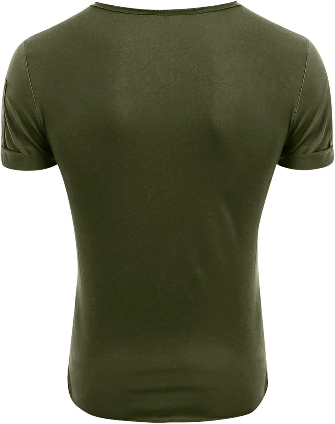 Мужская облегающая футболка V-образным вырезом Athletic, Army Green — фото 4