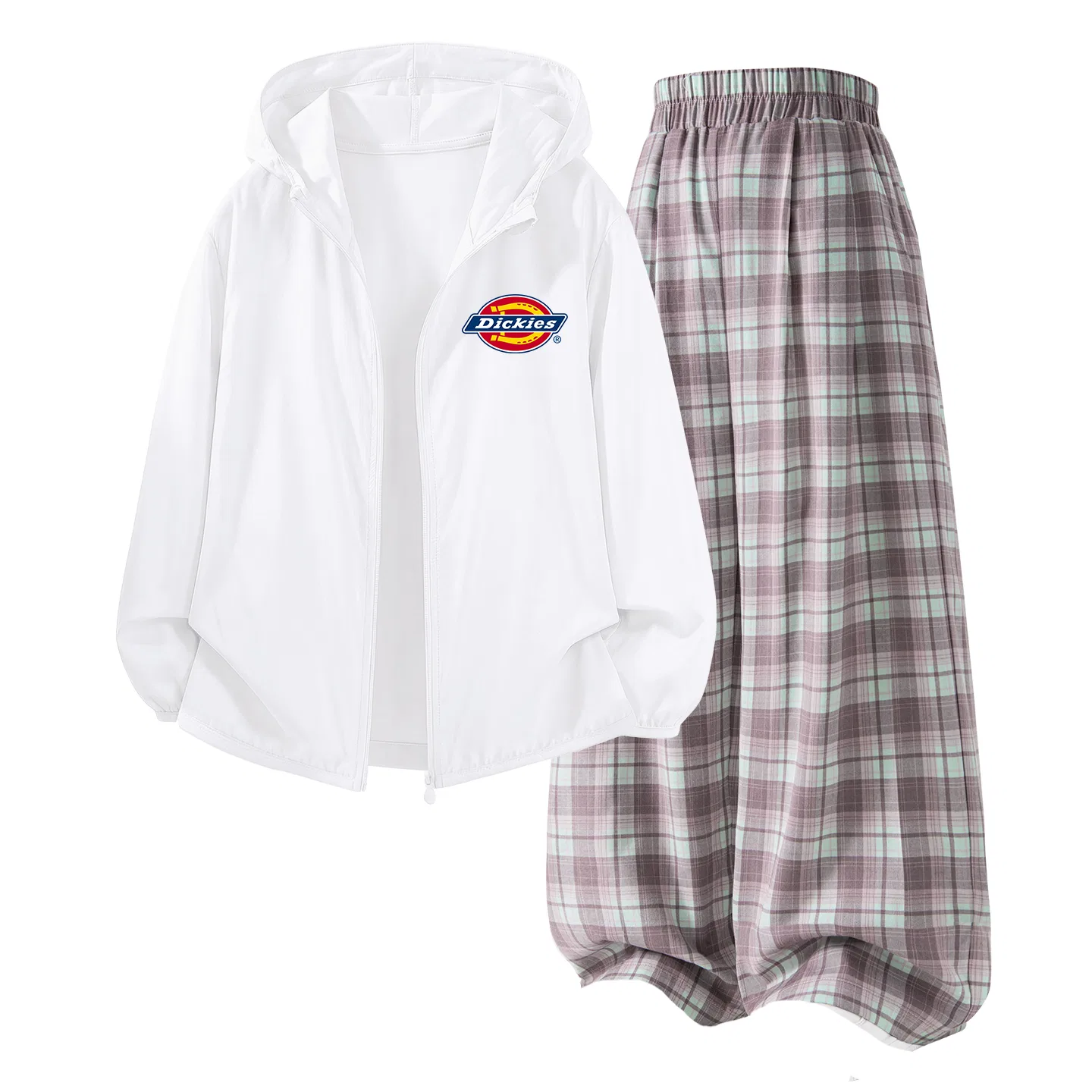 Детский комплект из двух предметов с защитой UPF50+ Dickies, White/Solid Pink