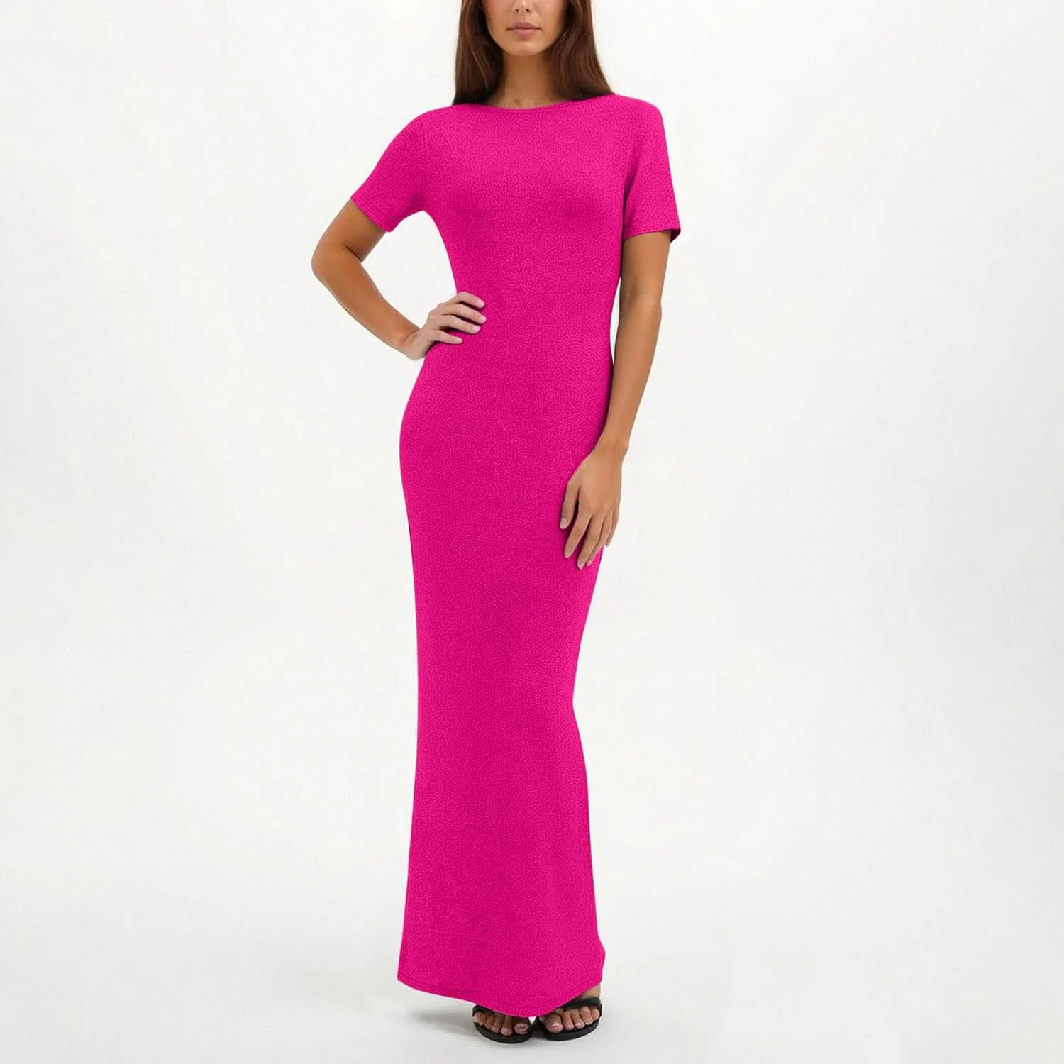 Женское повседневное платье макси Bodycon Hot Pink — фото 2