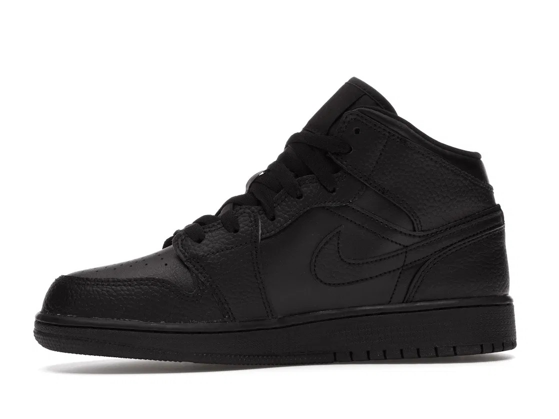 Детские кроссовки Lifestyle с кожаным верхом Jordan 1 Mid, Black/Black-Black — фото 3