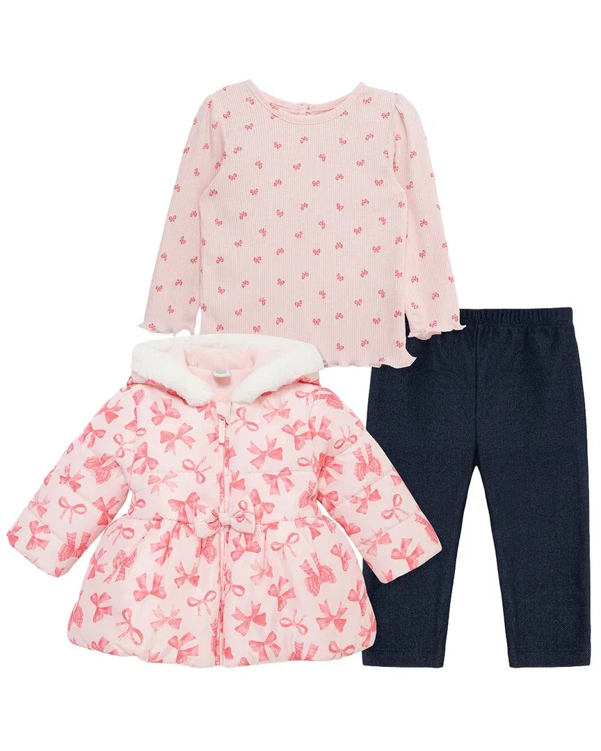 Детский комплект из 3 предметов с курткой-бантом Little Me, розовый