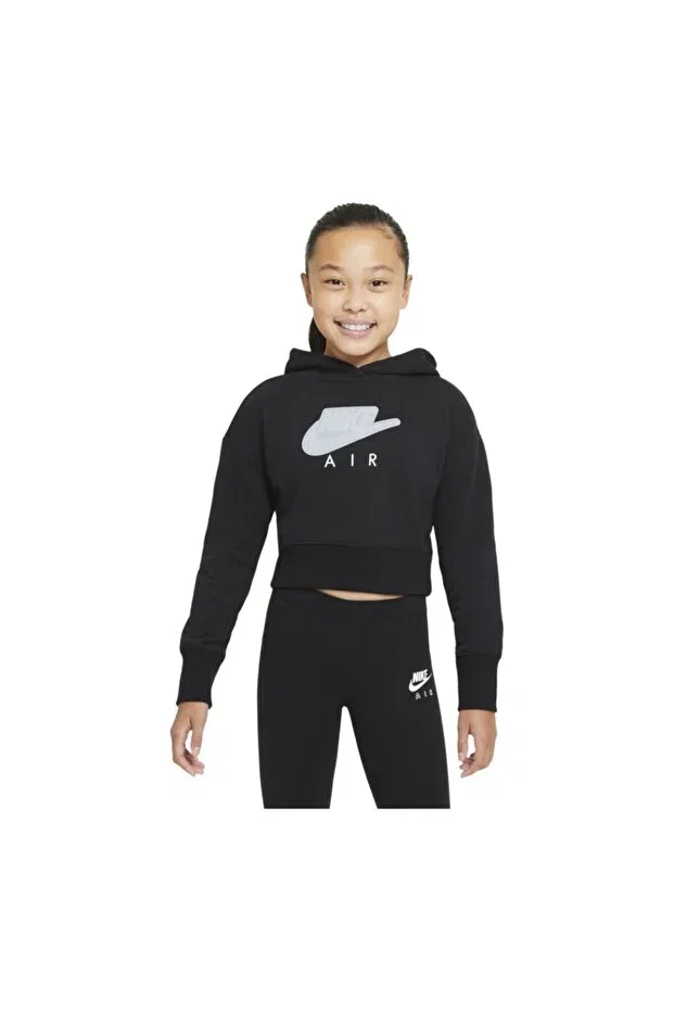 Детское худи для девочек из французского футера Nike, Black — фото 2