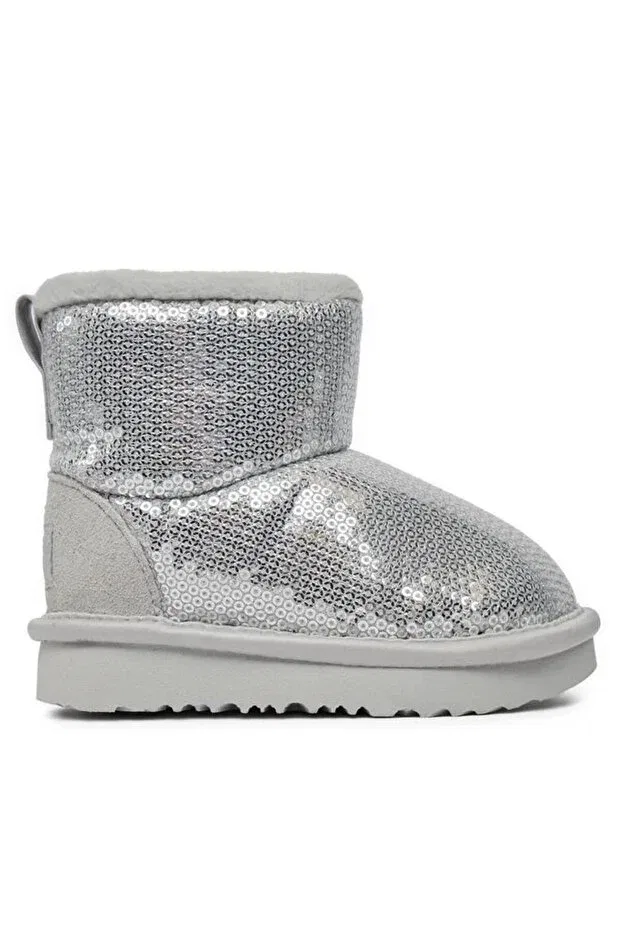 Детские ботинки для девочек с коротким каблуком Ugg, Silver — фото 2