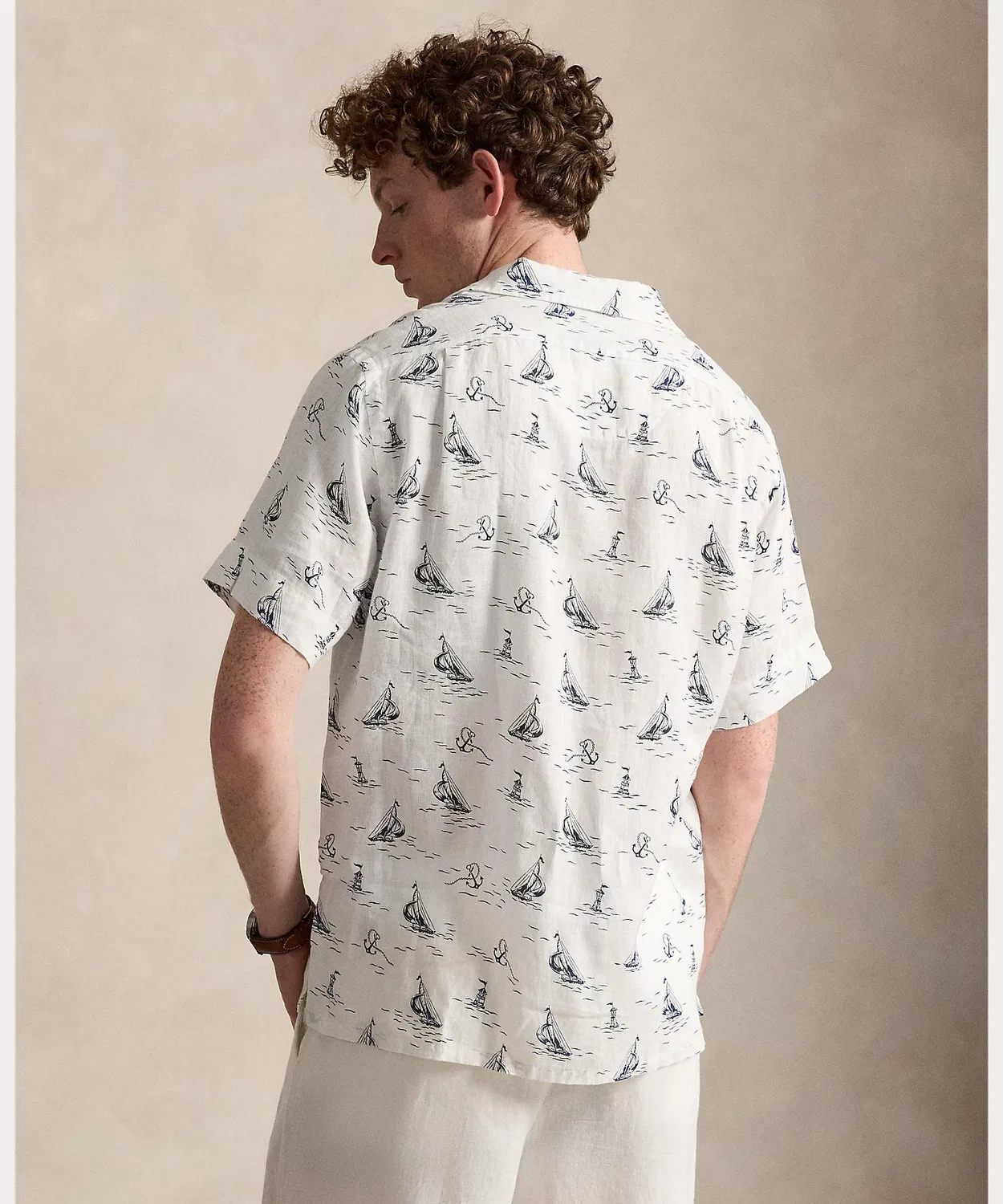 Мужская рубашка с принтом классического кроя из льна Nautical Print POLO RALPH LAUREN, Мульти — фото 4