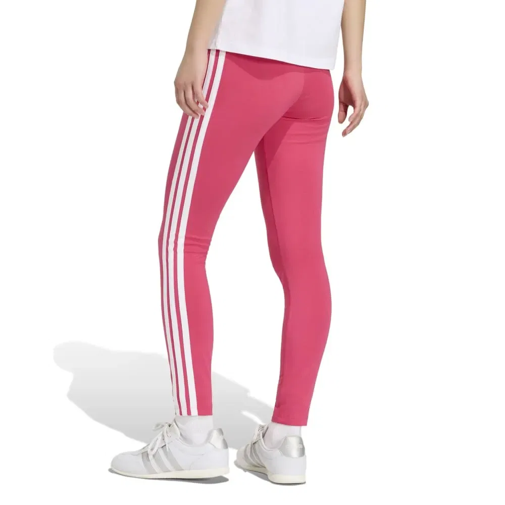 Женские леггинсы с фирменными лампасами Adidas Essentials 3 Stripes Cotton, Pink — фото 2