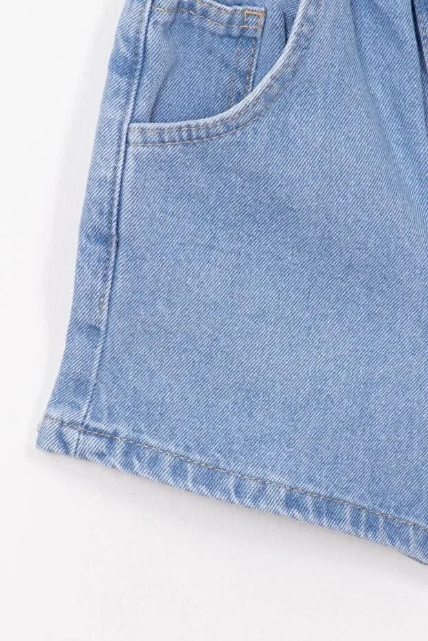 Детские шорты для девочек джинсовые с широкой штаниной Laciel paris balloon denim shorts Szzkids, Blue — фото 3