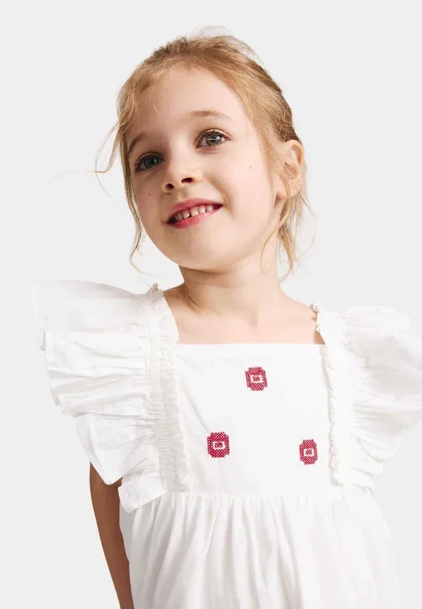 Платье хлопковое Day dress Marks & Spencer, Ecru Mix, экрю — фото 3