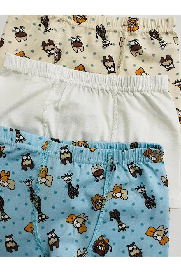 Детские боксеры для мальчиков с принтом Elmas Kids, Beige-Blue — фото 2