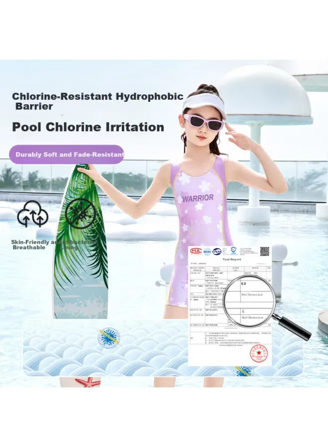 Купальник спортивный слитный для девочек Warrior Pull Back, фиолетовый — фото 3